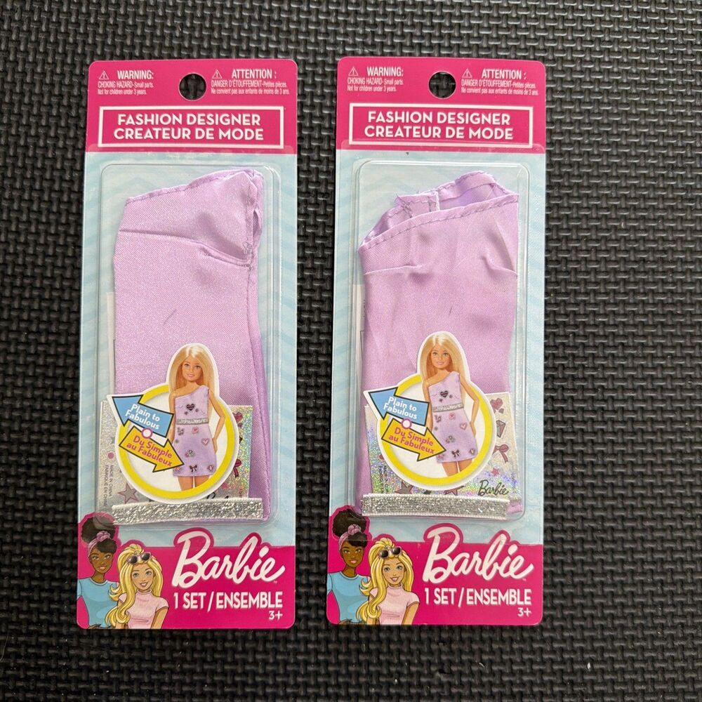 Barbie Fashion Designer "Plain to Fabulous" Craft Kit ensemble Pack of 2 Dresses